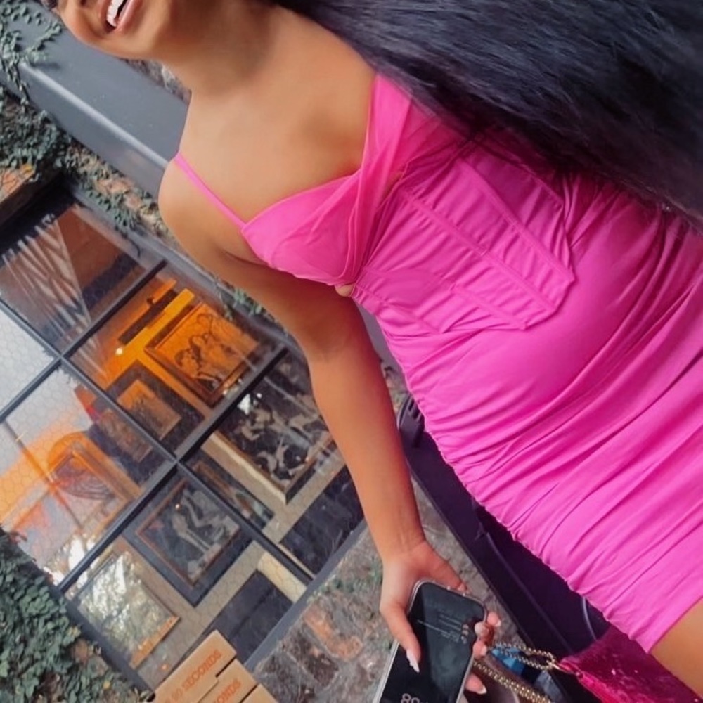 Beautiful pink dress only worn once practically brand new fits true to size